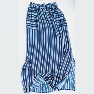 Navy/ White Striped Maxi Skirt